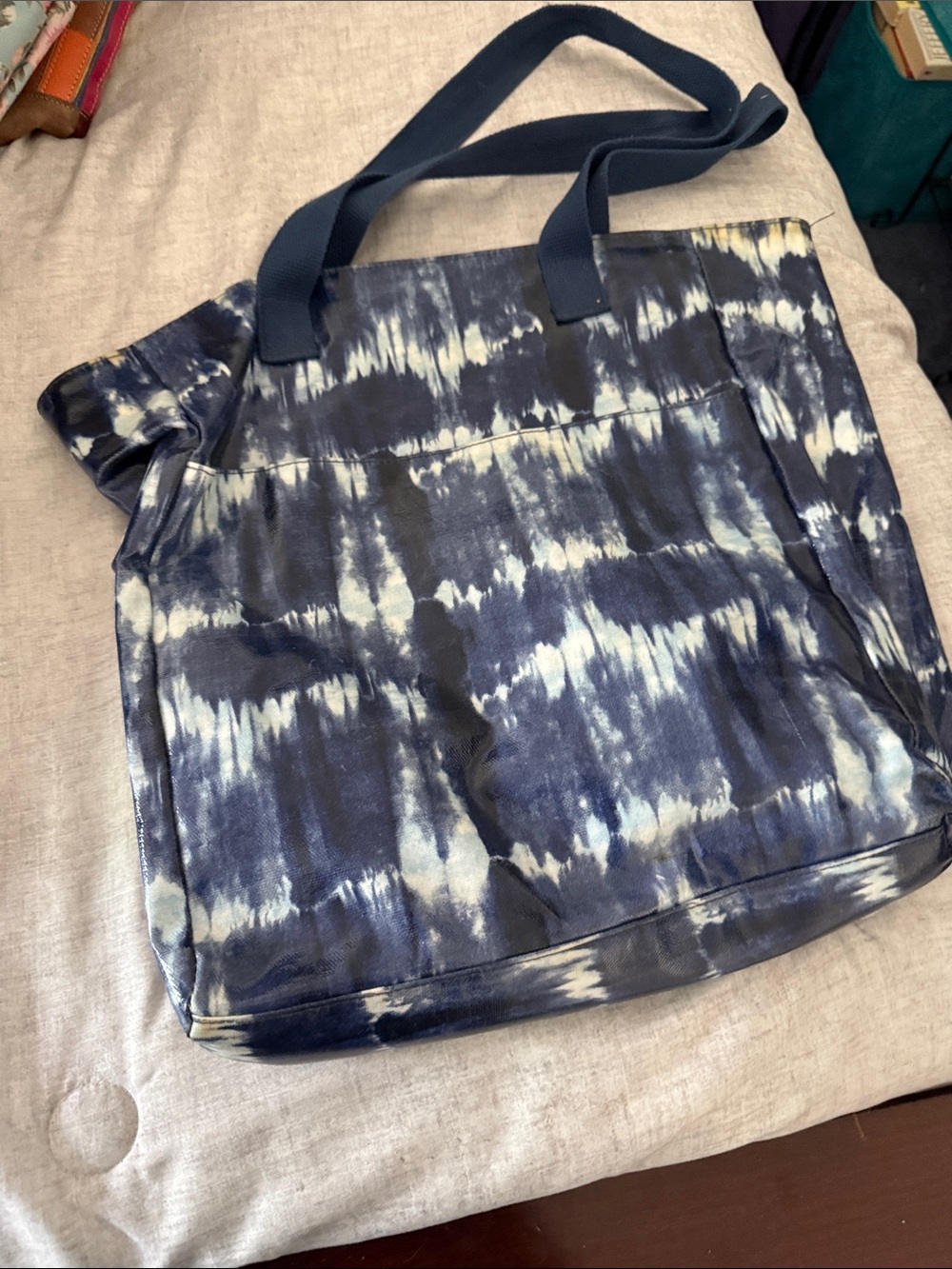 Tie-Dye Navy Plastic Tote Bag - Unbranded